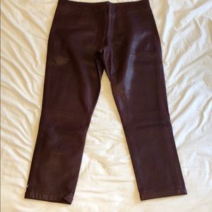 100% genuine leather burgundy pants